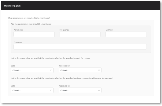 supplier monitoring plan